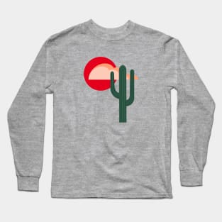 Stylized Desert Landscape with Saguaro Cactus Long Sleeve T-Shirt